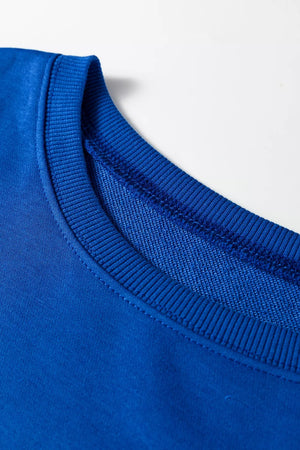 sweatshirt in Royal Blue with patchwork and patchwork sleeves