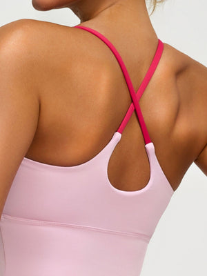 Pastel Yellow sports bra with removable padding and sleeveless