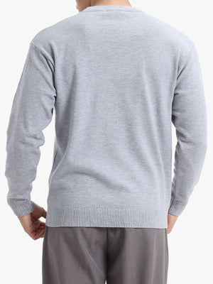 Black crewneck sweater with hip-length and pullover