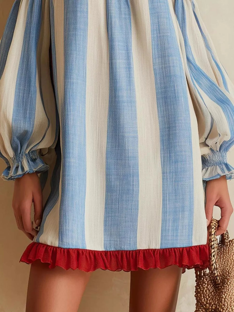 coastal mini dress in Sky Blue with off-shoulder