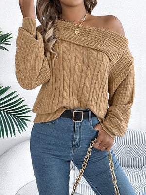 White pullover sweater with pullover and cable knit