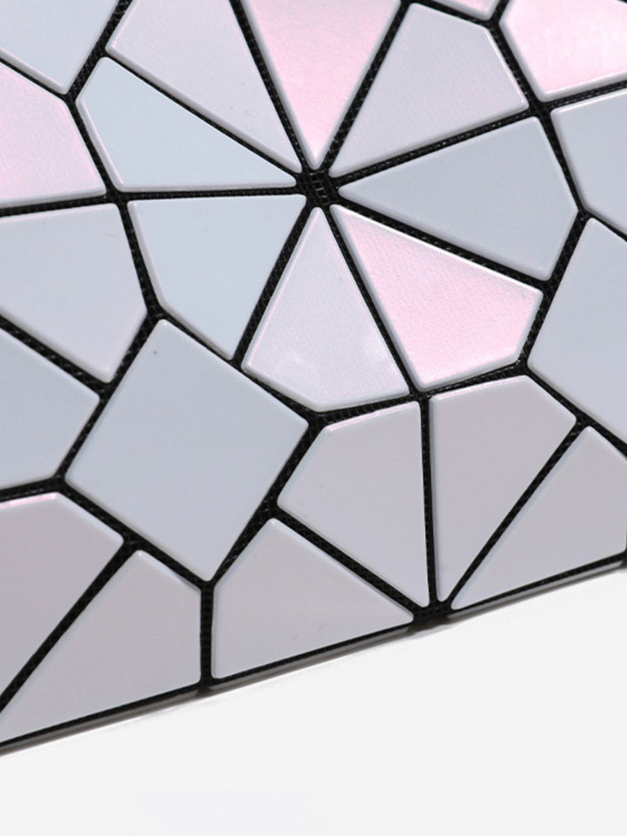 Geometric Prism Iridescent Shoulder Bag in Pink with geometric paneling