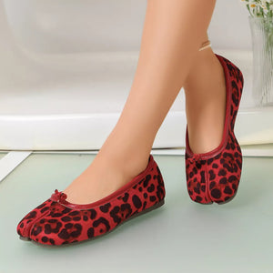 flats featuring leopard-print in white with Polyester,Rubber Imported Size & texture