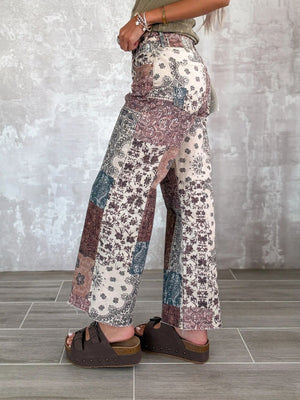 Red flare pants with full-length and button, zip-front