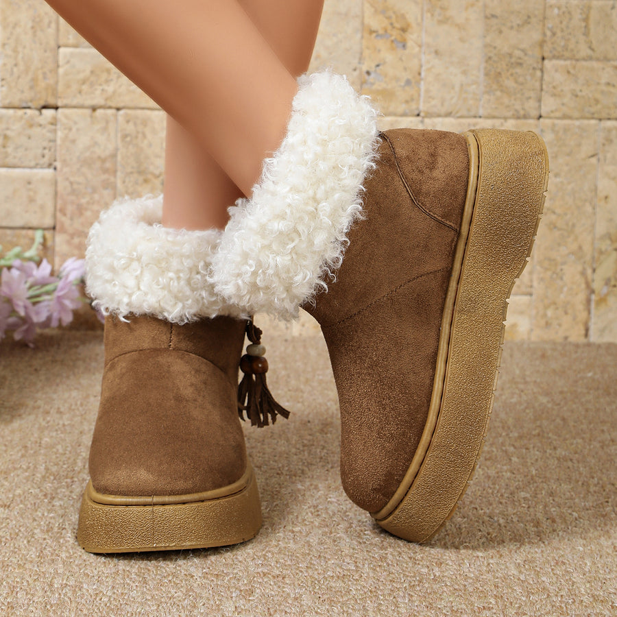 camel boots with ankle-length and pull-on