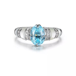 ring featuring geometric in silver with 925 sterling silver,White mother-of-pearl,Zircon Care instructions: Avoid wearin