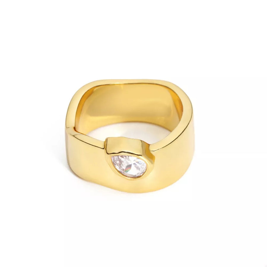18K Gold-Plated,Crystal,Copper Care instructions: Avoid wearing during exercise, ring in Gold with band silhouette