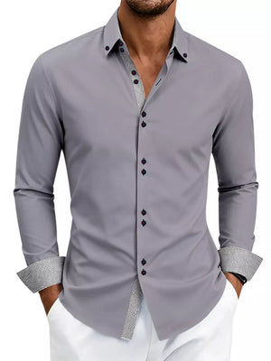 classic button-up shirt in Dark Gray with button-down collar
