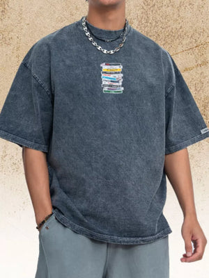 Dark Gray Men's Vintage Washed Cassette Tape T-shirt
