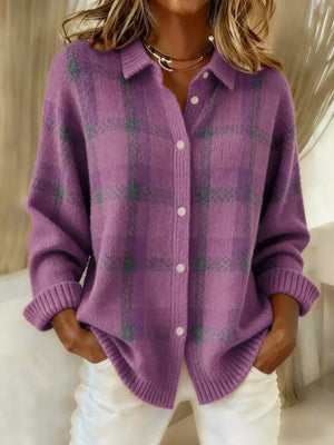 cardigan in Khaki with collared and long sleeve
