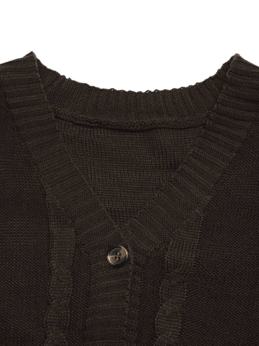 dark olive green relaxed cardigan with v-neck