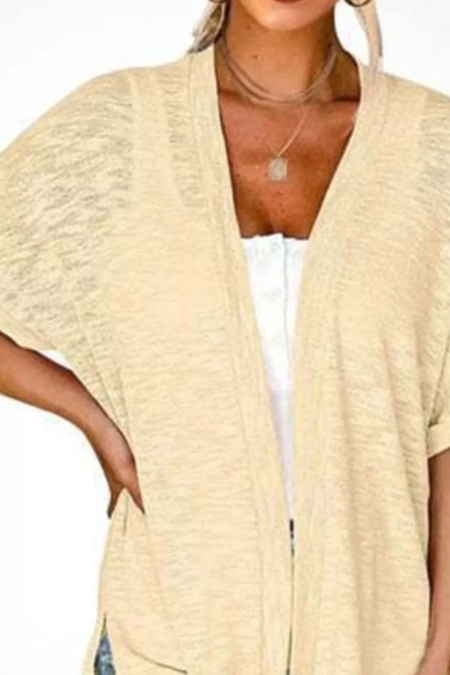Strawberry relaxed cardigan with open front