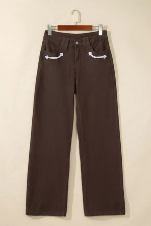 jeans in Dark Brown with color-block and pocketed