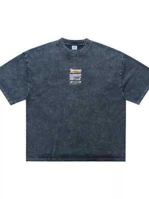 Men's Vintage Washed Cassette Tape T-shirt in Black