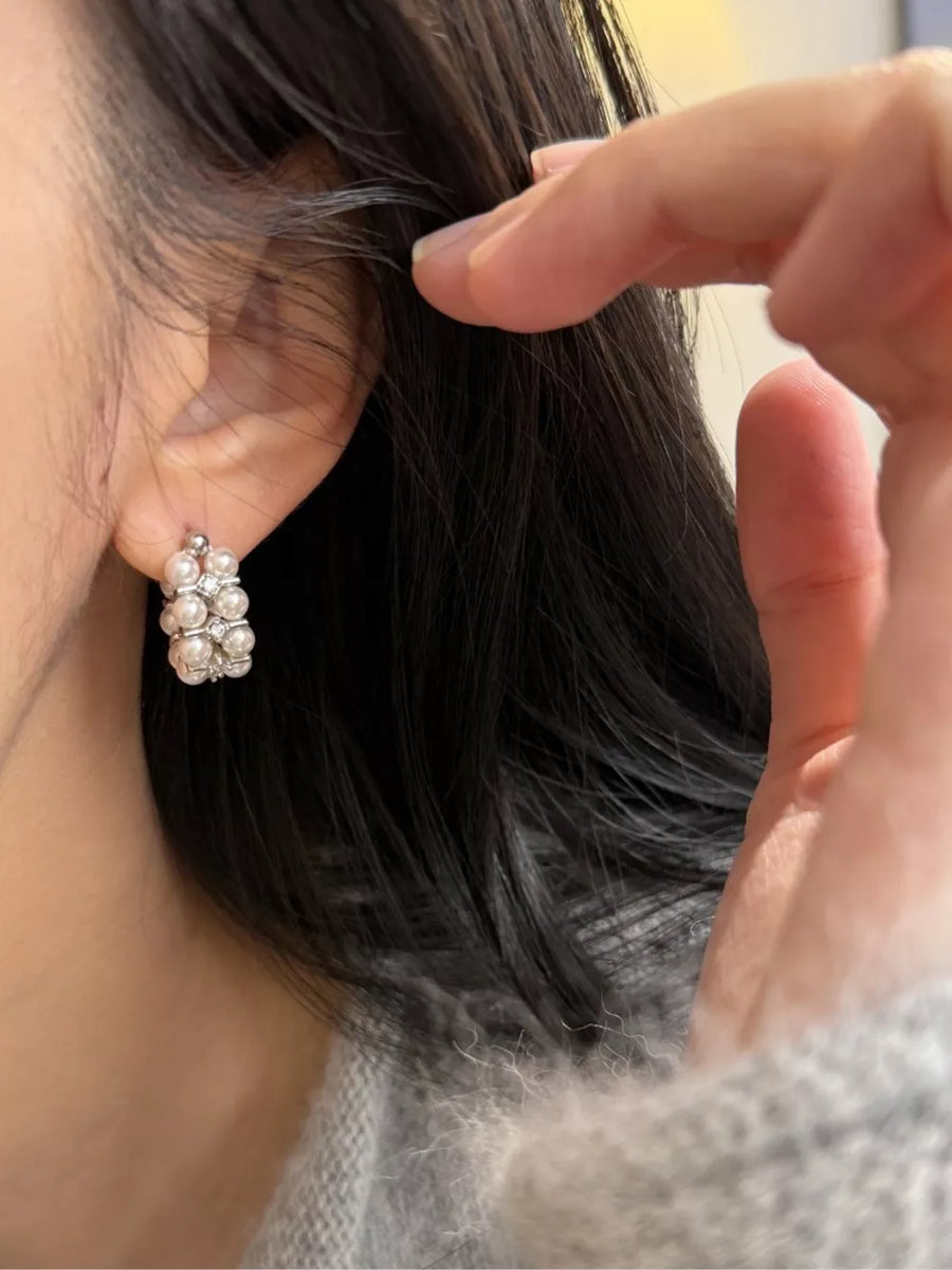 ivory earrings with mini and latch-back