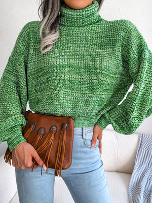 100% acrylic Care instructions: Machine wash cold turtleneck sweater in emerald green with relaxed silhouette