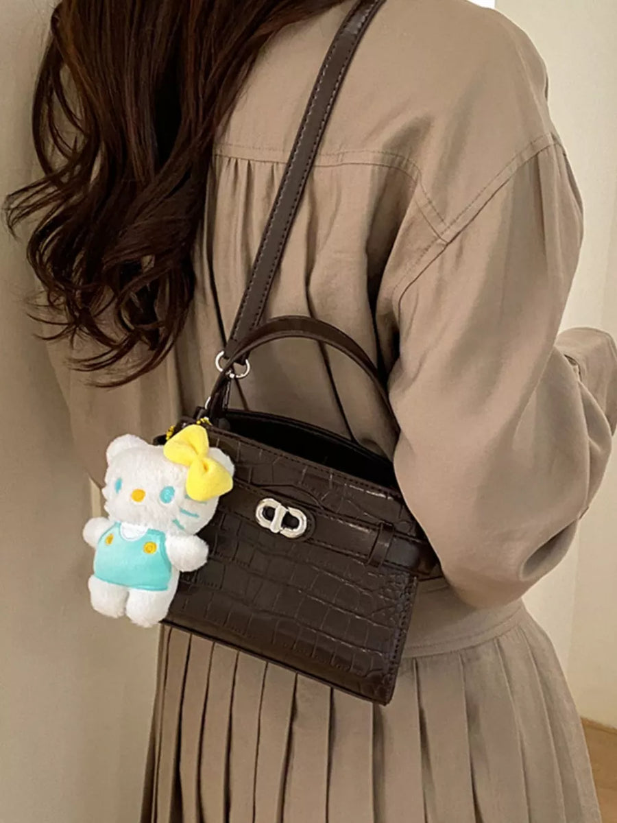 Brown with Crocodile Embossed Crossbody Bag in Brown