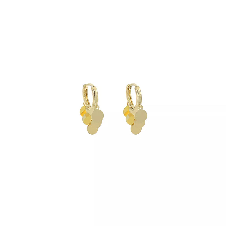 18k Gold-plated Drop Hoop Earrings With Disc Charms in gold with hoop