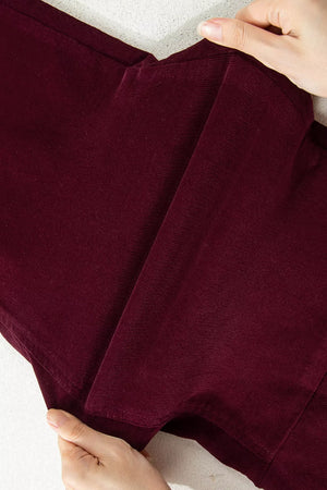 Burgundy with wide-leg pants with high-waisted 10