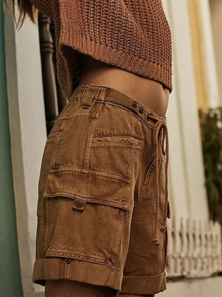 100% polyester Care instructions: Machine wash cold cargo shorts in Brown with relaxed silhouette