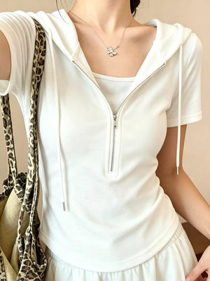 athleisure hoodie in White with hooded