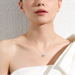 Solitaire bezel-set silver pendant necklace