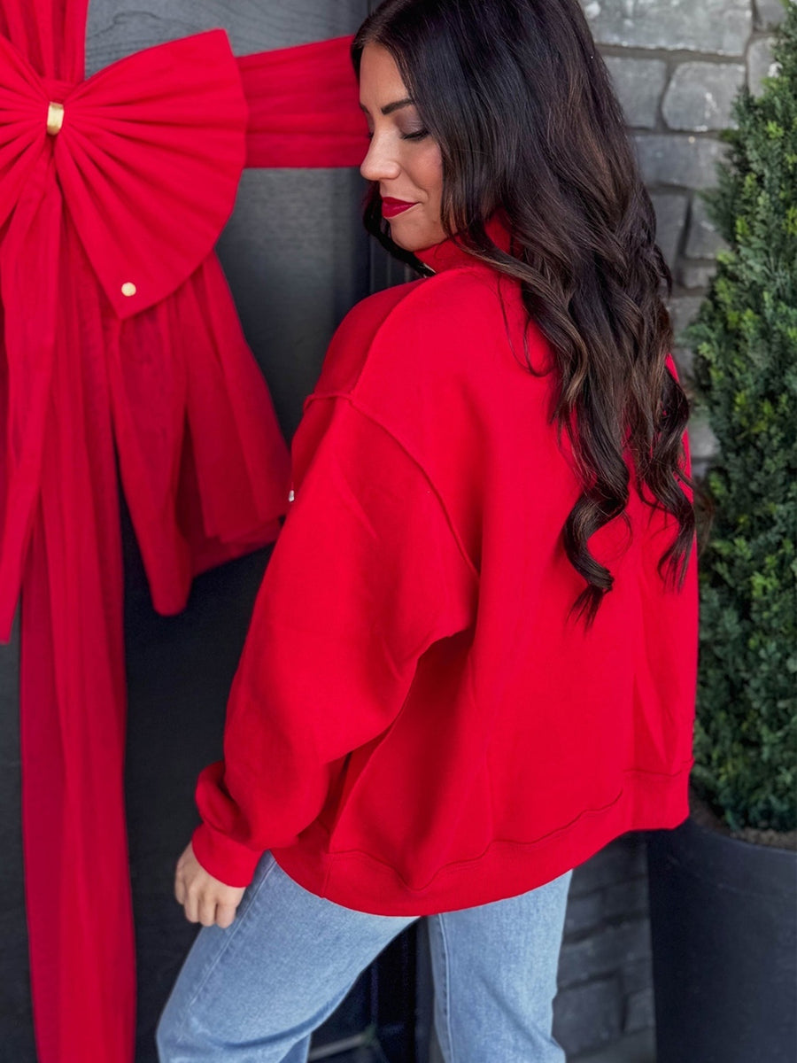 classic sweatshirt in Red with mock neck