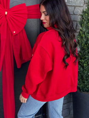 classic sweatshirt in Red with mock neck