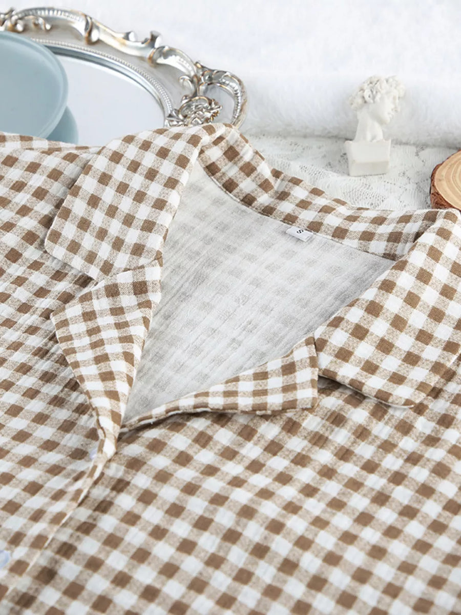 Khaki relaxed pajama set with collared