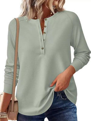 65% polyester, 30% viscose, 5% elastane Care instructions: Machine wash cold henley in Bean Green with regular silhouette
