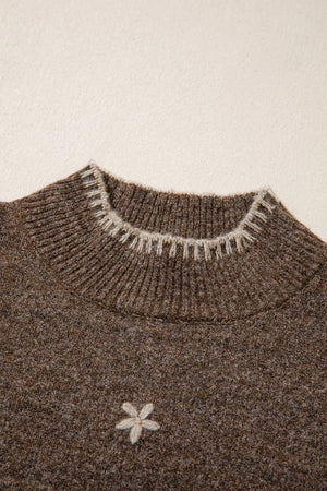 classic mock neck sweater in Coffee Brown with mock neck