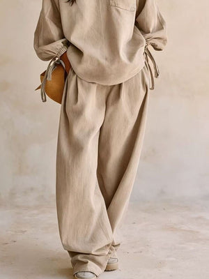 Brown relaxed lounge set with v-neck
