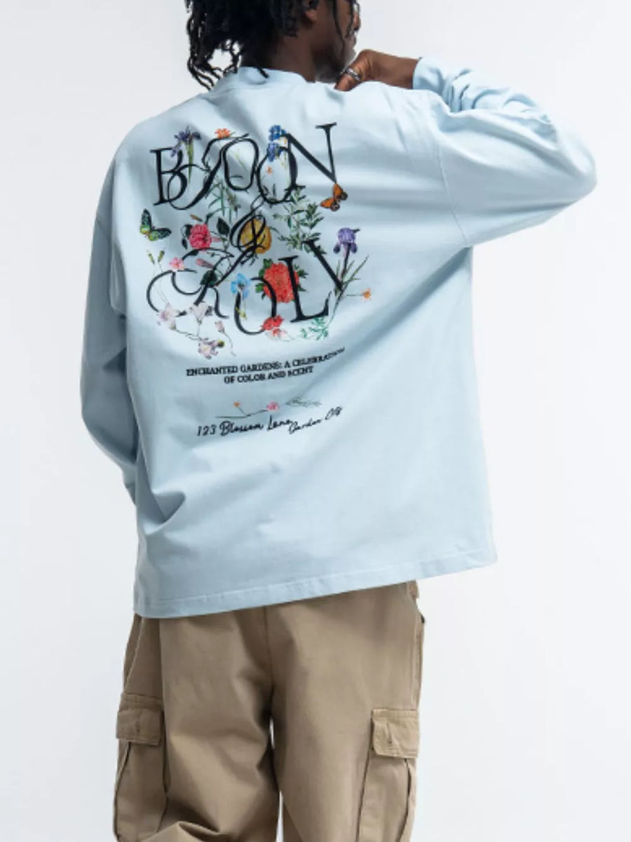 Light Blue t-shirt with hip-length and pullover