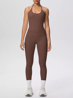 activewear in Deep Red with halter and sleeveless