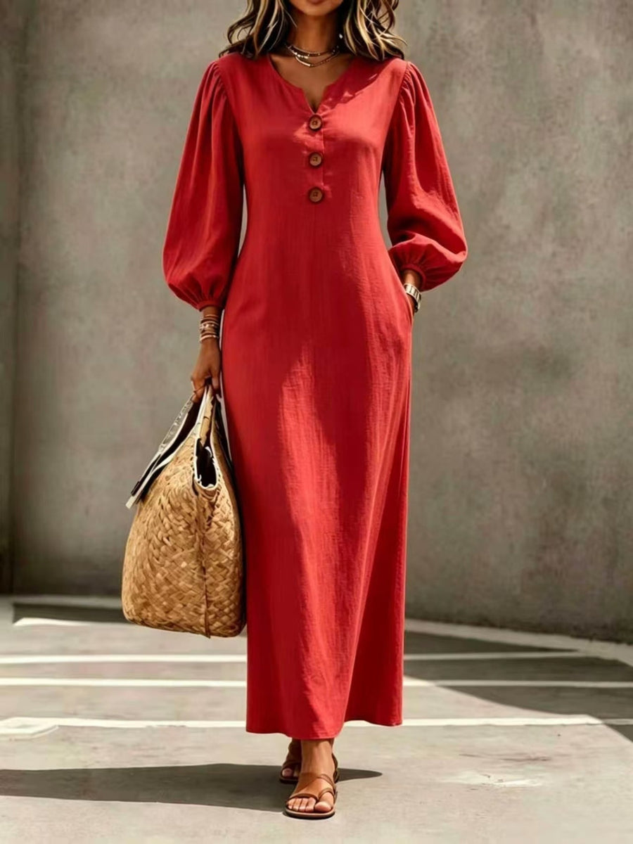 Navy maxi dress with maxi and half-button