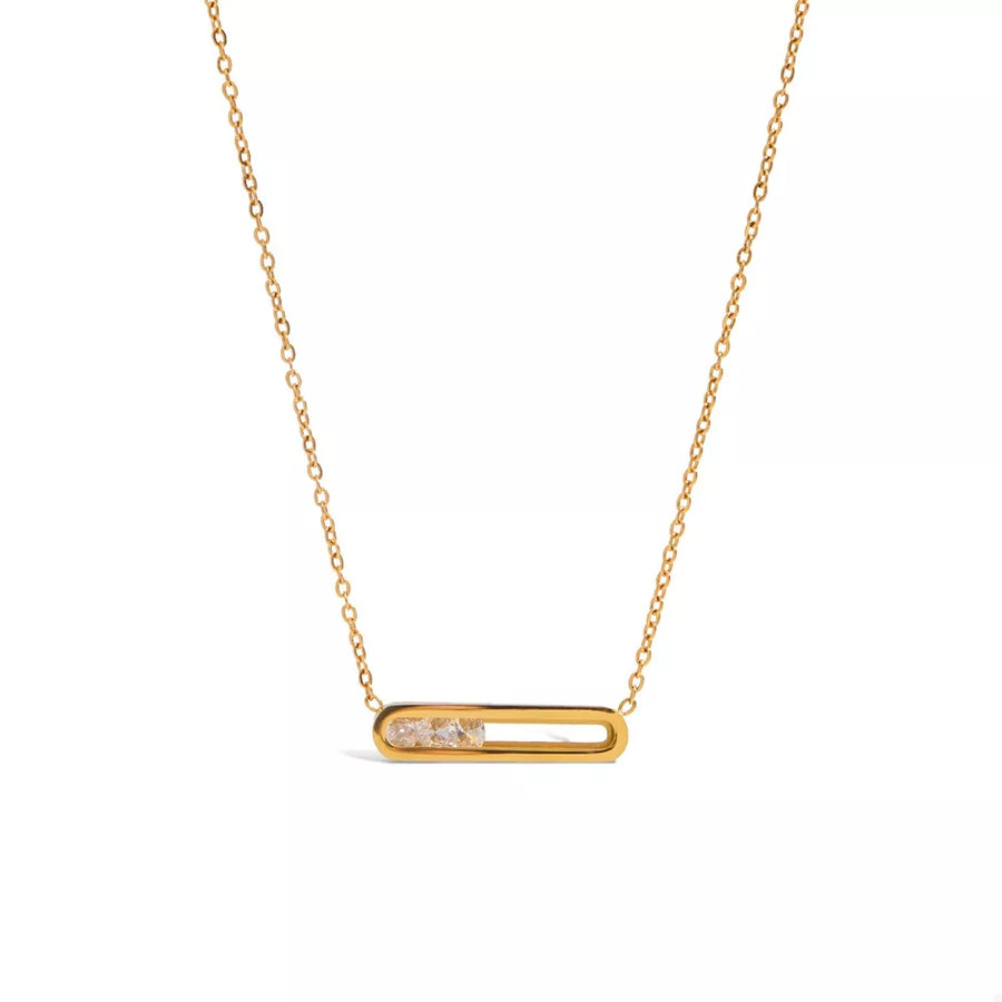 18K Gold-Plated,Titanium Steel,Rhinestone Care instructions: 1 necklace in Style B with n/a silhouette
