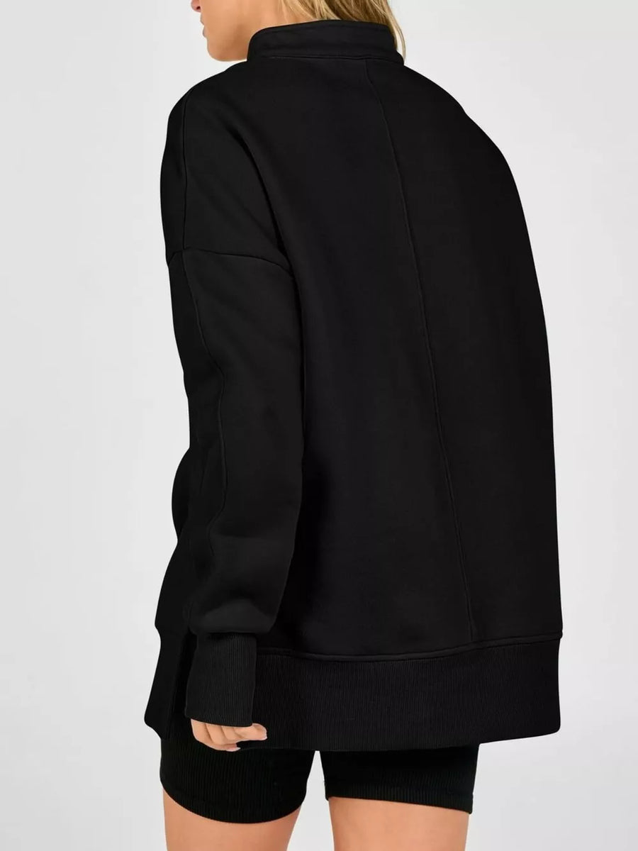 Black oversized sweatshirt with collared