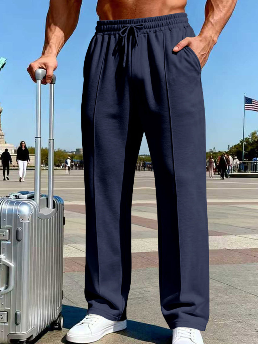 Men's Full Size Drawstring Wide Leg Sweatpants in Black with drawstring
