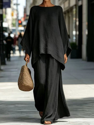Black two-piece set with full-length and pullover