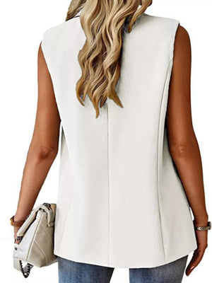 Black vest with hip-length and button-front