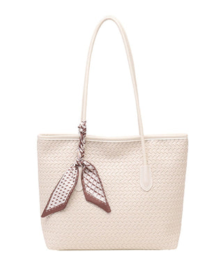 handbag featuring woven in Beige with PU Leather Imported Size & texture