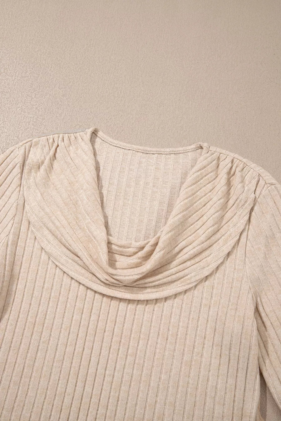 Ribbed Cowl Neck Long Sleeve Top option 9