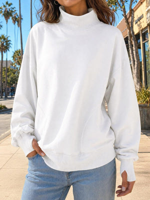 athleisure sweatshirt in Gray with mock neck