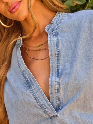 classic blouse in light blue with collared