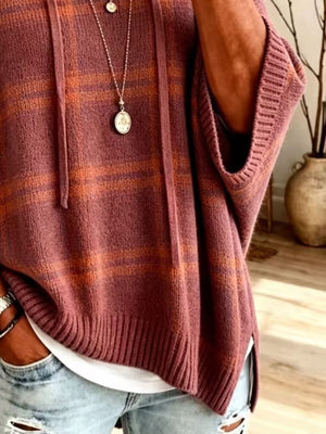 pullover sweater featuring plaid in Khaki with 100% polyester Care instructions: Machine wash cold texture