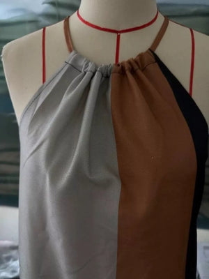 100% polyester Care instructions: Machine wash cold maxi dress in beige with A-line silhouette