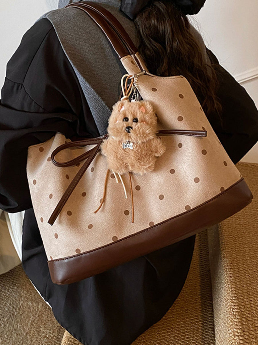 handbag in Tan with polka dot and bow detail