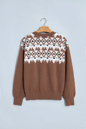 classic pullover sweater in ivory with crew neck