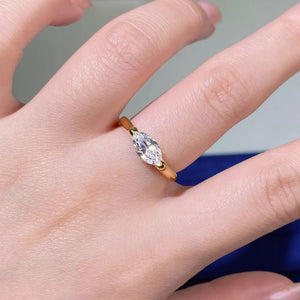925 Sterling Silver Marquise-cut Ring in clear with marquise-cut diamond
