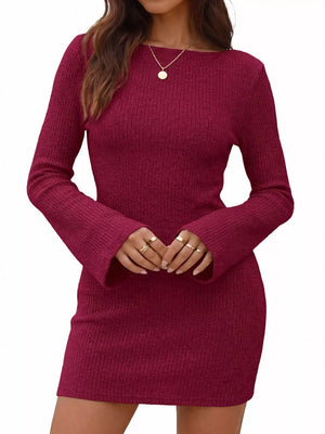 sweater dress featuring ribbed in Apricot with 100% polyester Care instructions: Machine wash cold texture